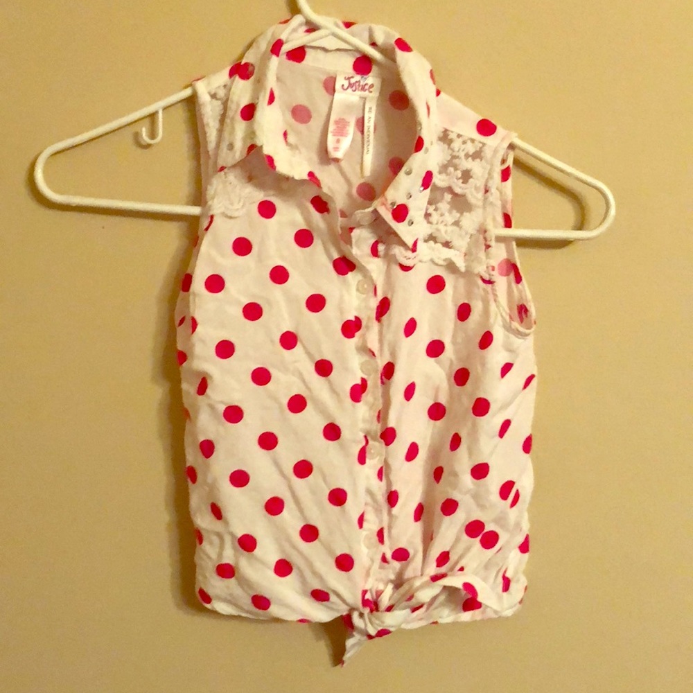 Kids/girls button down cut off sleeves. Justice S8